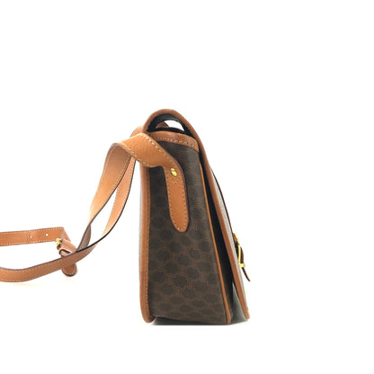 CELINE Macadam Front Buckle Flap Shoulder bag Brown Vintage Old CELINE kg6sjx