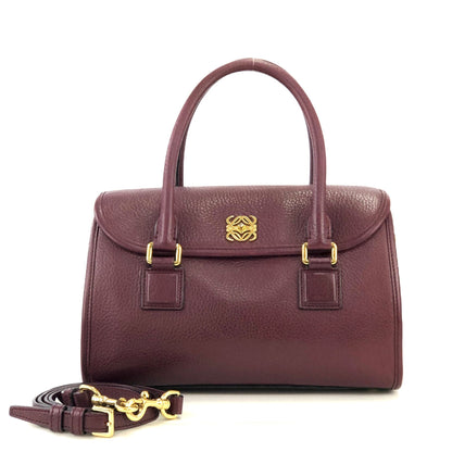 LOEWE Alamo Anagram Turn lock Handbag Shoulderbag Bordeaux Vintage Old t6dyzv