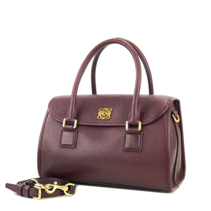 LOEWE Alamo Anagram Turn lock Handbag Shoulderbag Bordeaux Vintage Old t6dyzv