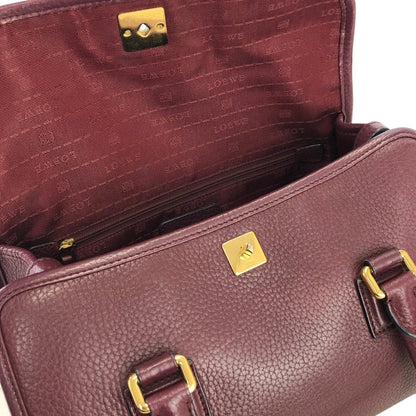LOEWE Alamo Anagram Turn lock Handbag Shoulderbag Bordeaux Vintage Old t6dyzv