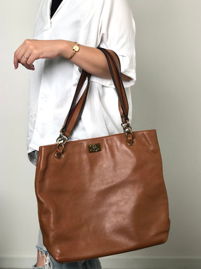 CHANEL Coco Mark Totebag Brown Vintage xu5xvk