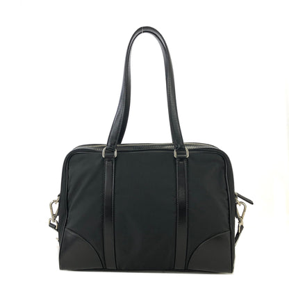 PRADA Triangle logo Nylon Two-way Tote bag Shoulder bag Black Vintage utm6ke