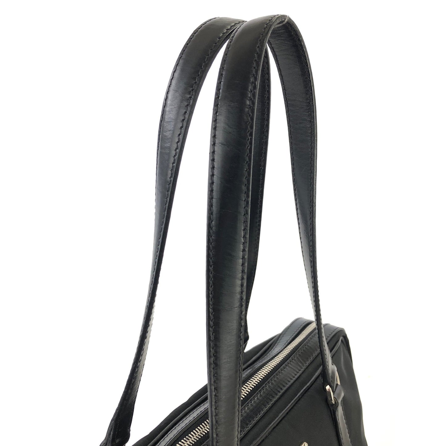 PRADA Triangle logo Nylon Two-way Tote bag Shoulder bag Black Vintage utm6ke