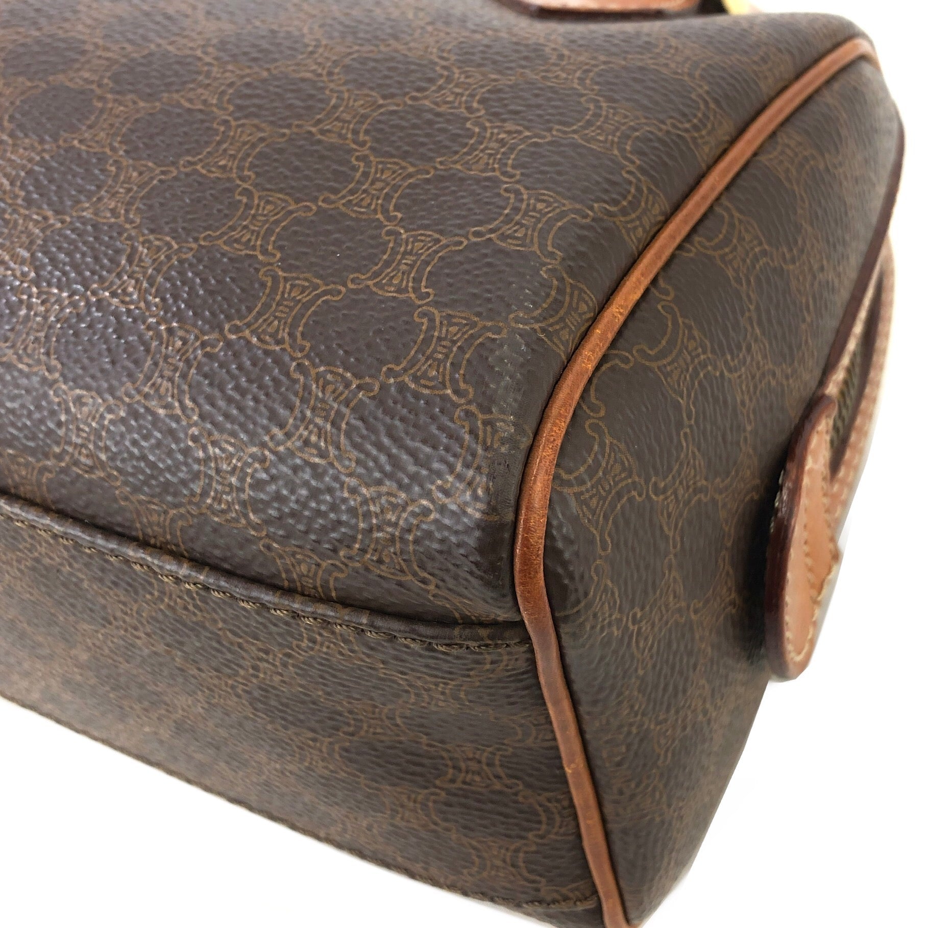 CELINE Macadam Two-way Shoulder bag Mini Boston bag Handbag Brown