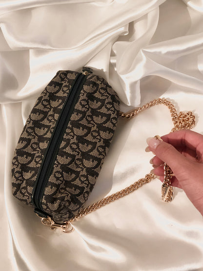 Christian Dior Trotter Oblique 提花鏈條迷你肩背包 海軍藍 復古 舊款 2xadkk