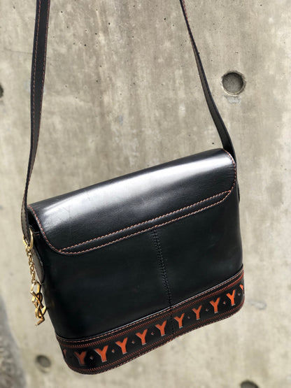 Yves Saint Laurent Y Cut out Shoulder bag Black YSL Vintage Old z4j3p7