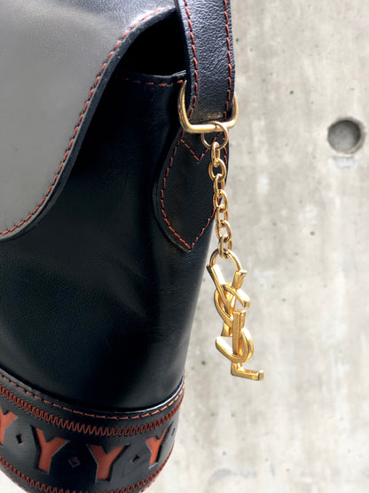 Yves Saint Laurent Y Cut out Shoulder bag Black YSL Vintage Old z4j3p7