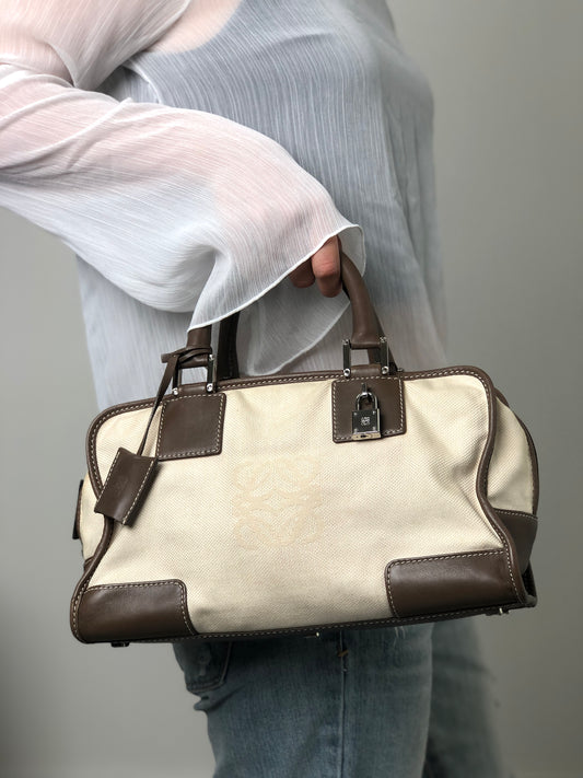 LOEWE Amazona Anagram Handbag Beige Vintage srrkp4