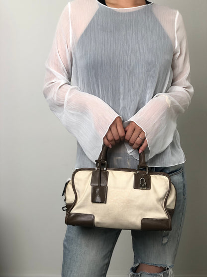 LOEWE Amazona Anagram Handbag Beige Vintage srrkp4
