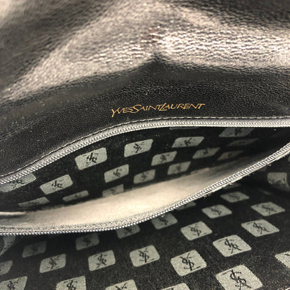 Yves Saint Laurent YSL 標誌蜥蜴紋壓花雙向肩背包手提包黑色復古舊款 f23f2e