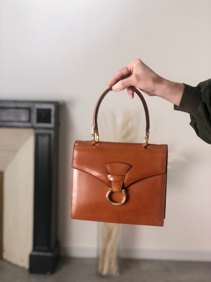 CELINE Horse Bit Handbag Brown Vintage w8t6ny