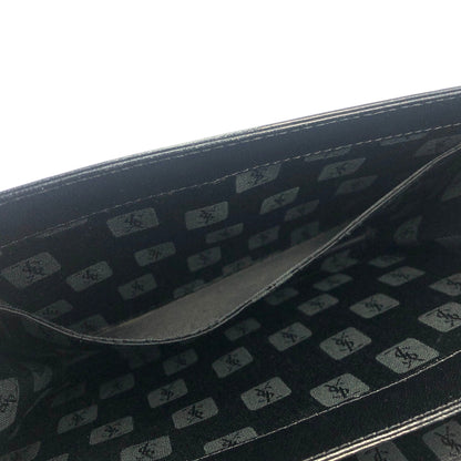 Yves Saint Laurent YSL 標誌蜥蜴紋壓花雙向肩背包手提包黑色復古舊款 f23f2e