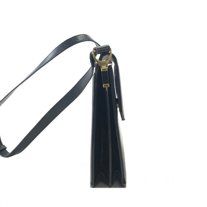 Yves Saint Laurent YSL 標誌蜥蜴紋壓花雙向肩背包手提包黑色復古舊款 f23f2e