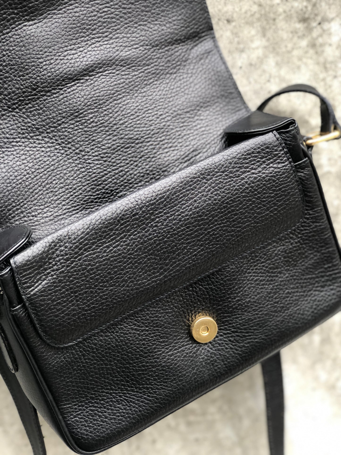 CELINE Blason Embossed Leather Black Vintage Old Celine fncrgy