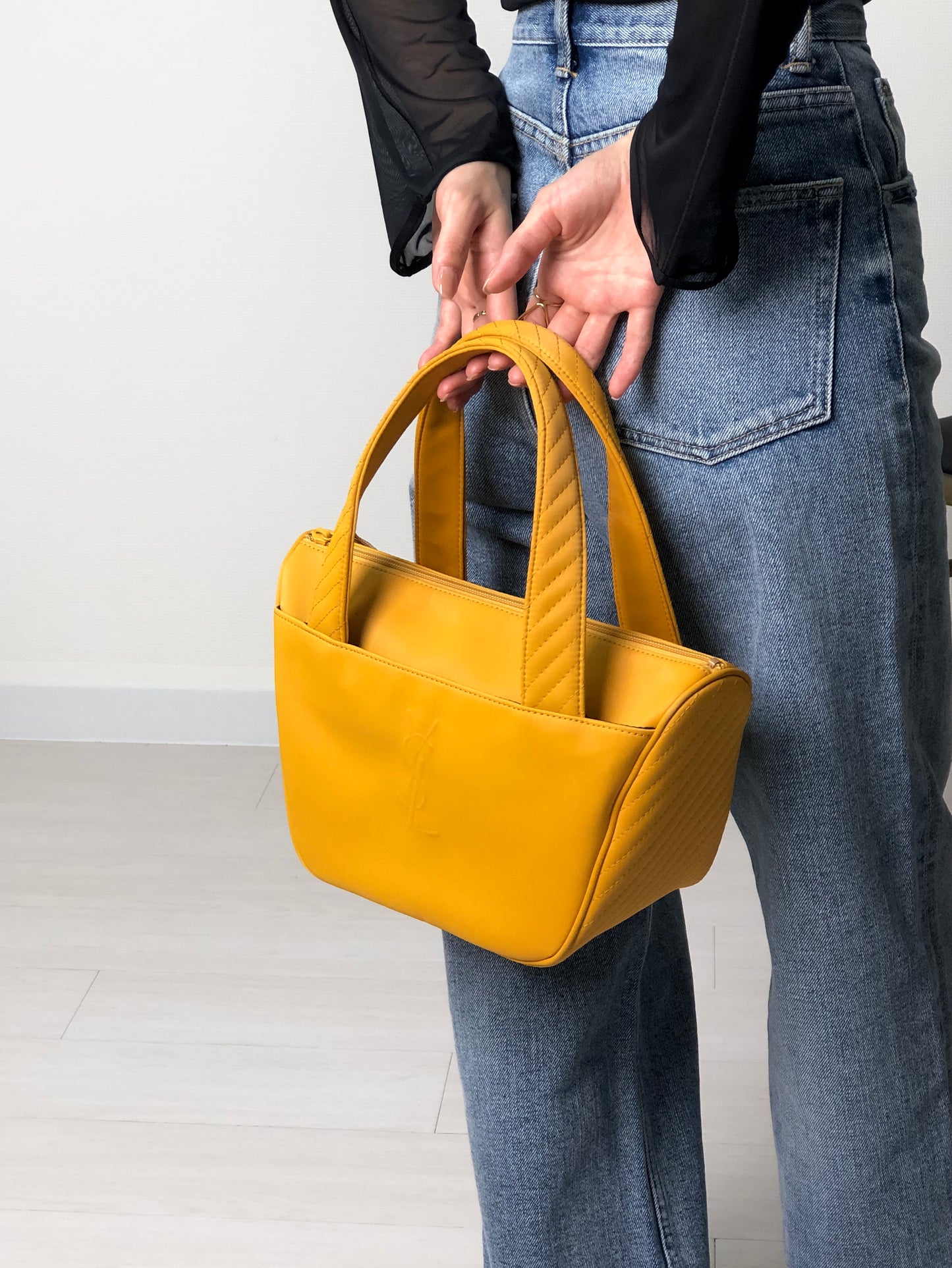 Yves Saint Laurent YSL Logo Handbag Yellow Vintage et22xs