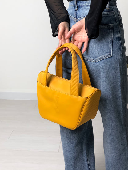 Yves Saint Laurent YSL Logo Handbag Yellow Vintage et22xs