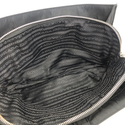PRADA Triangle Logo Flap Nylon Shoulder bag Hobo bag Black Vintage u2e53d
