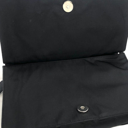 PRADA Triangle Logo Flap Nylon Shoulder bag Hobo bag Black Vintage u2e53d