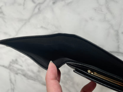 CELINE Trifold Wallet Gancini Black compact Vintage Old celine y7ikau