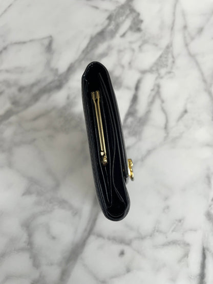 CELINE Trifold Wallet Gancini Black compact Vintage Old celine y7ikau