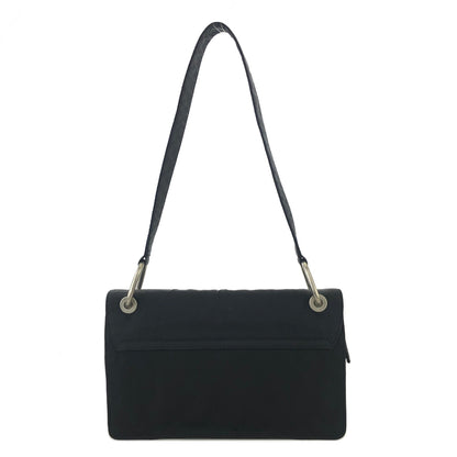 PRADA Triangle Logo Flap Nylon Shoulder bag Hobo bag Black Vintage u2e53d