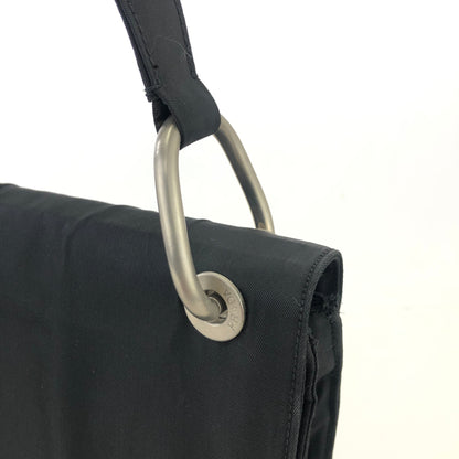 PRADA Triangle Logo Flap Nylon Shoulder bag Hobo bag Black Vintage u2e53d