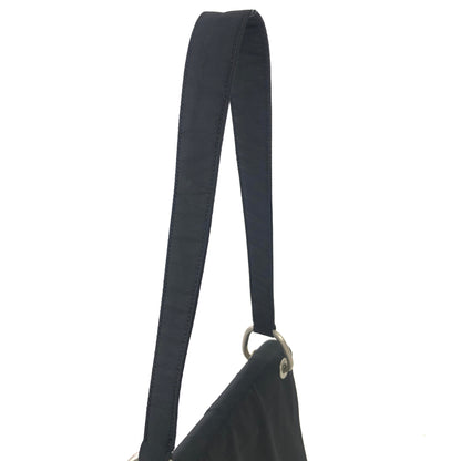 PRADA Triangle Logo Flap Nylon Shoulder bag Hobo bag Black Vintage u2e53d
