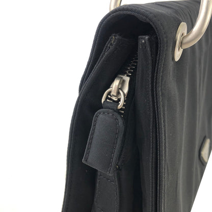 PRADA Triangle Logo Flap Nylon Shoulder bag Hobo bag Black Vintage u2e53d
