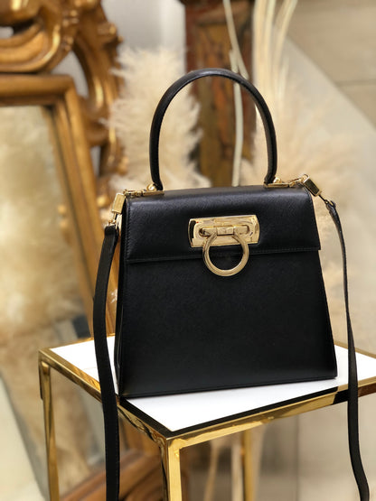 Salvatore Ferragamo Gancini 斜背包 手提包 肩背包 黑色 復古 舊款 g2kftp
