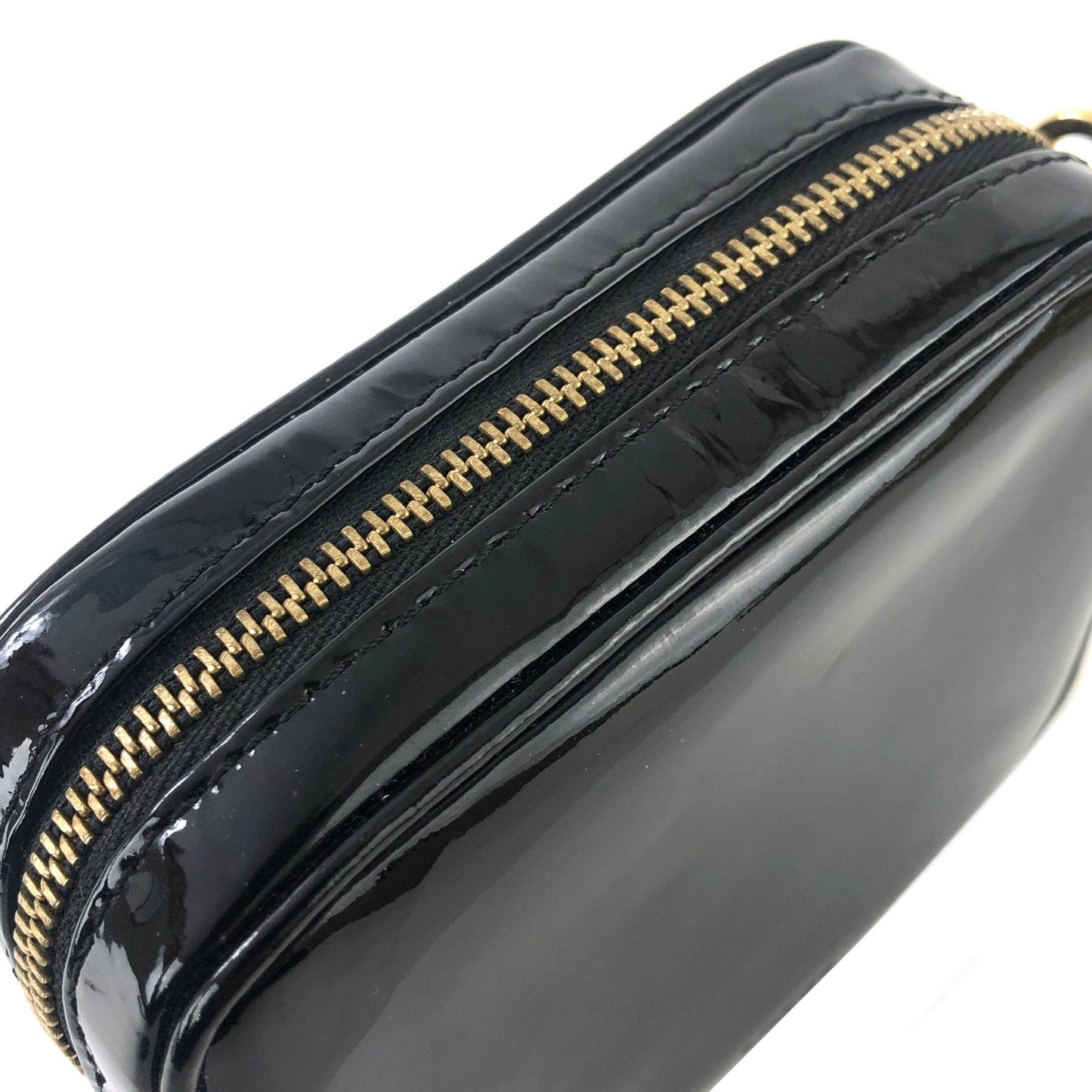 LOEWE Patent leather Chain Mini bag Pouch Black Vintage Old cg2mth