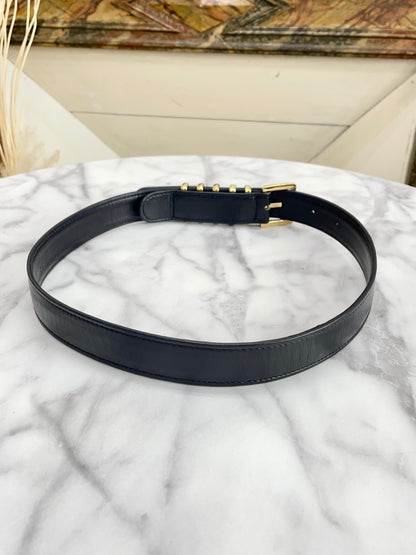 LOEWE Initial Leather Belt Black Vintage Old tebe6k