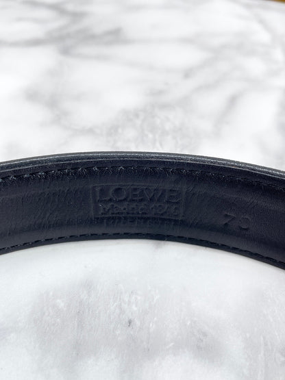 LOEWE Initial Leather Belt Black Vintage Old tebe6k