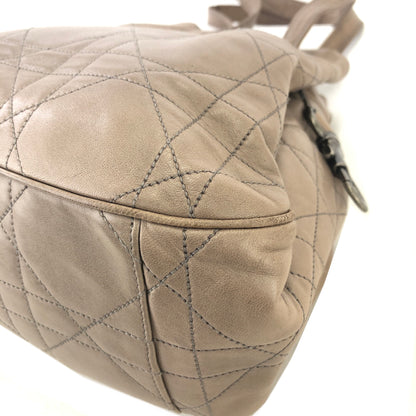 Christian Dior Cannage D Charm Leather Shoulder bag Greige Vintage Old kwaass