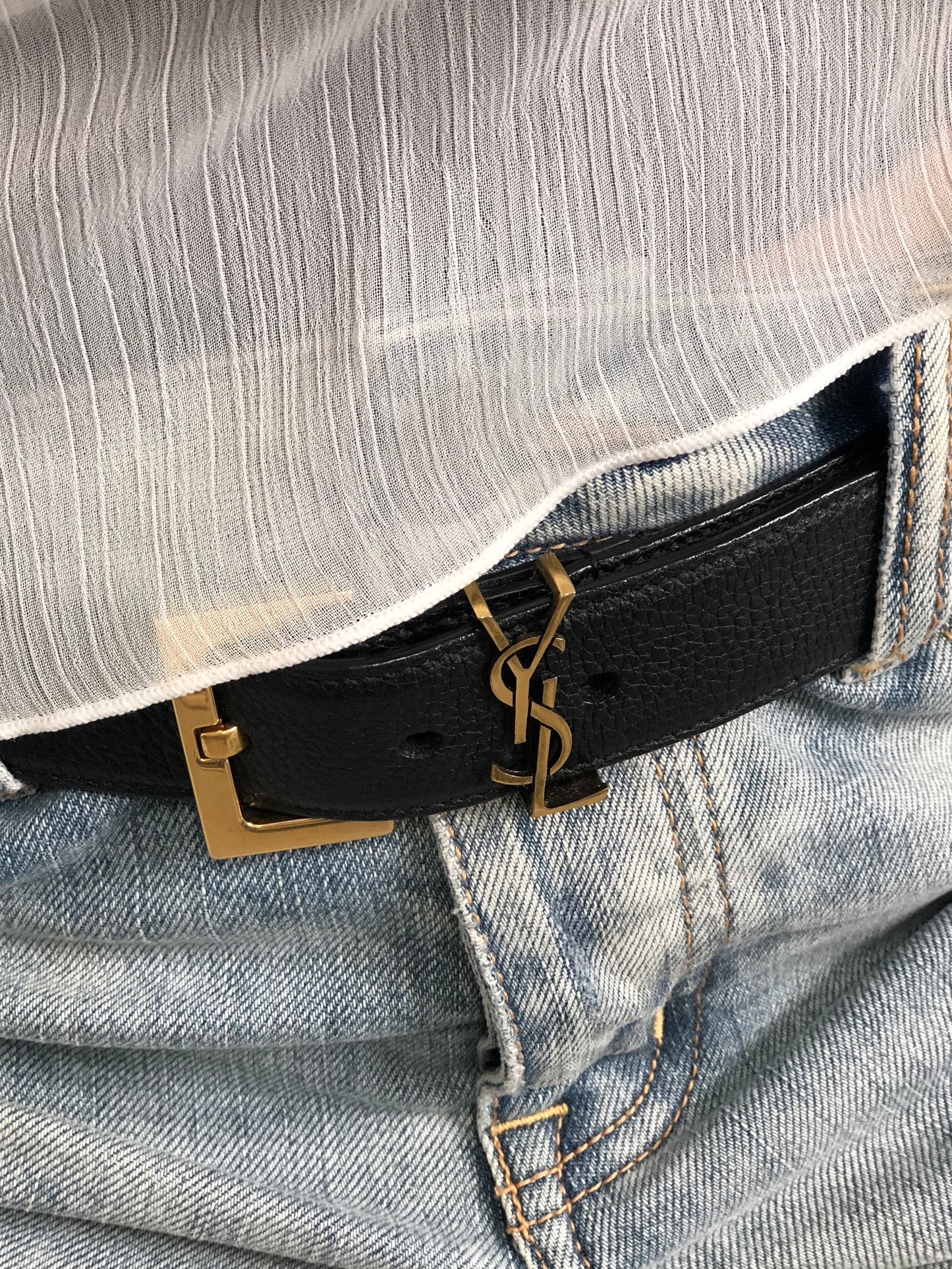 Yves Saint Laurent YSL Logo Belt Black Vintage jjfxnv