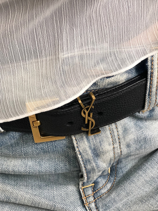 Yves Saint Laurent YSL Logo Belt Black Vintage jjfxnv