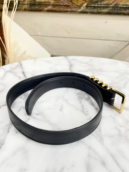 LOEWE Initial Leather Belt Black Vintage Old tebe6k