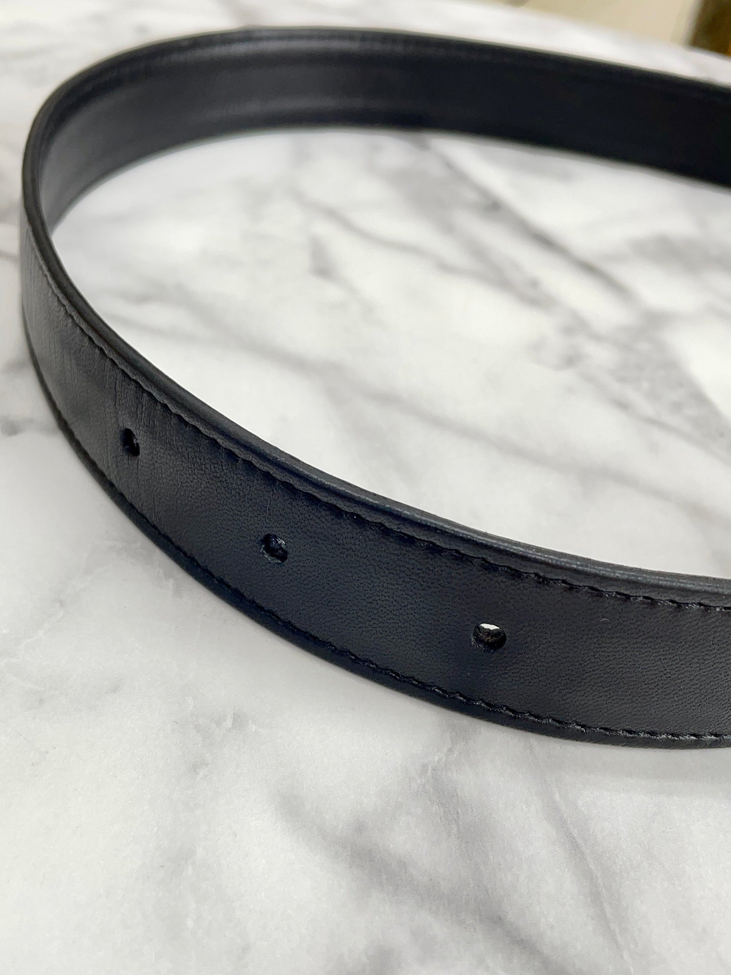 LOEWE Initial Leather Belt Black Vintage Old tebe6k