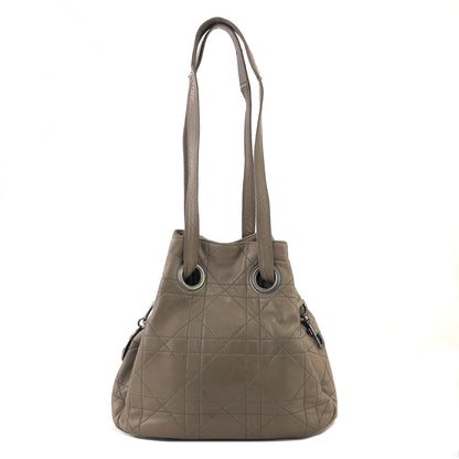 Christian Dior Cannage D Charm Leather Shoulder bag Greige Vintage Old kwaass