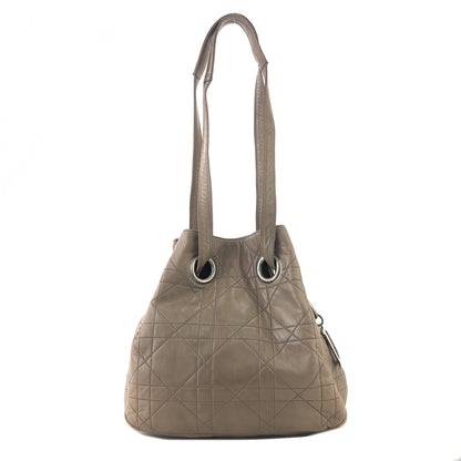 Christian Dior Cannage D Charm Leather Shoulder bag Greige Vintage Old kwaass