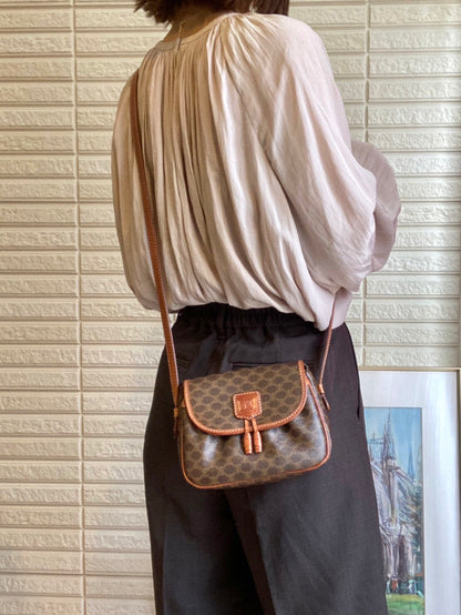 CELINE Macadam Blason Tassel Small Shoulderbag Brown Vintage Old celine my22ht