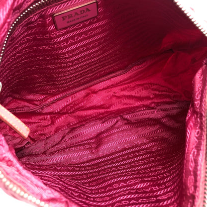 PRADA Triangle logo Nylon Shoulder bag Hobo bag Pink Vintage 5dumsm