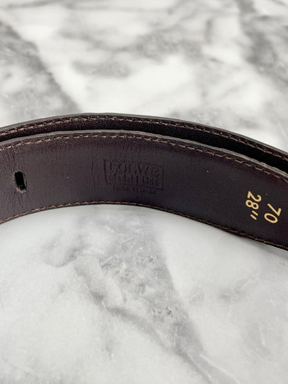 LOEWE Anagram Crocodile Embossed Leather Belt Brown Vintage Old idabm7