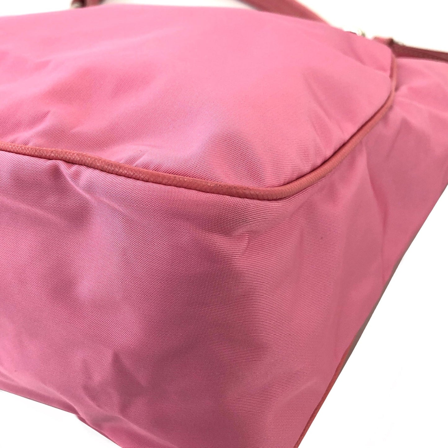 PRADA Triangle logo Nylon Shoulder bag Hobo bag Pink Vintage 5dumsm