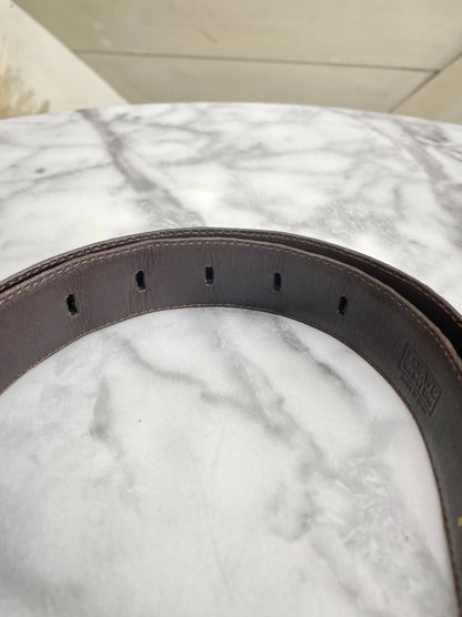 LOEWE Anagram Crocodile Embossed Leather Belt Brown Vintage Old idabm7