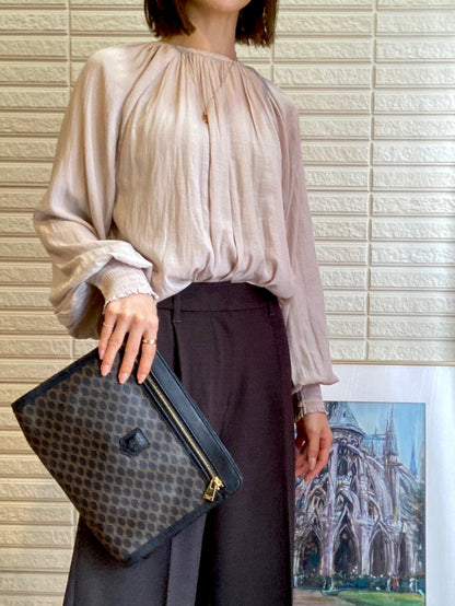 CELINE Macadam Blason Embossed  Clutch bag Leather Black Old Celine Vintage tyhzg7