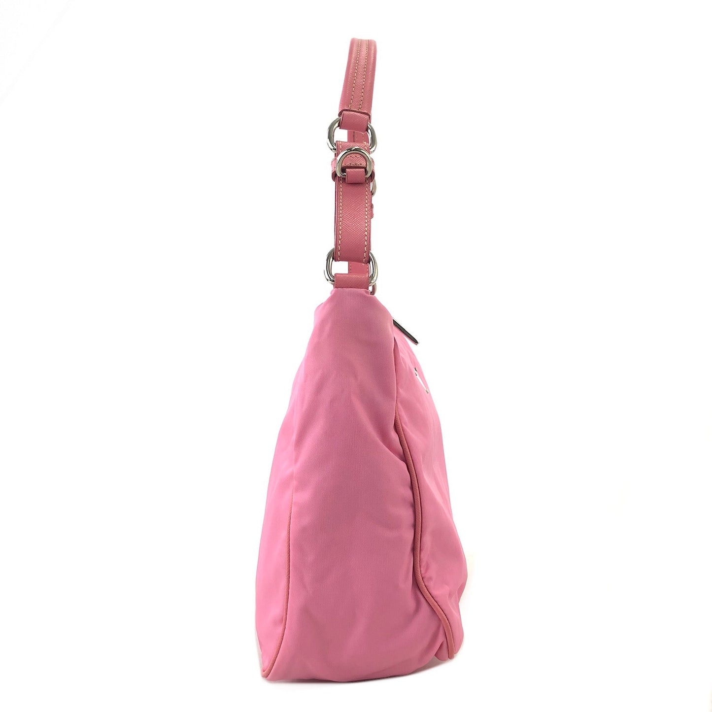 PRADA Triangle logo Nylon Shoulder bag Hobo bag Pink Vintage 5dumsm