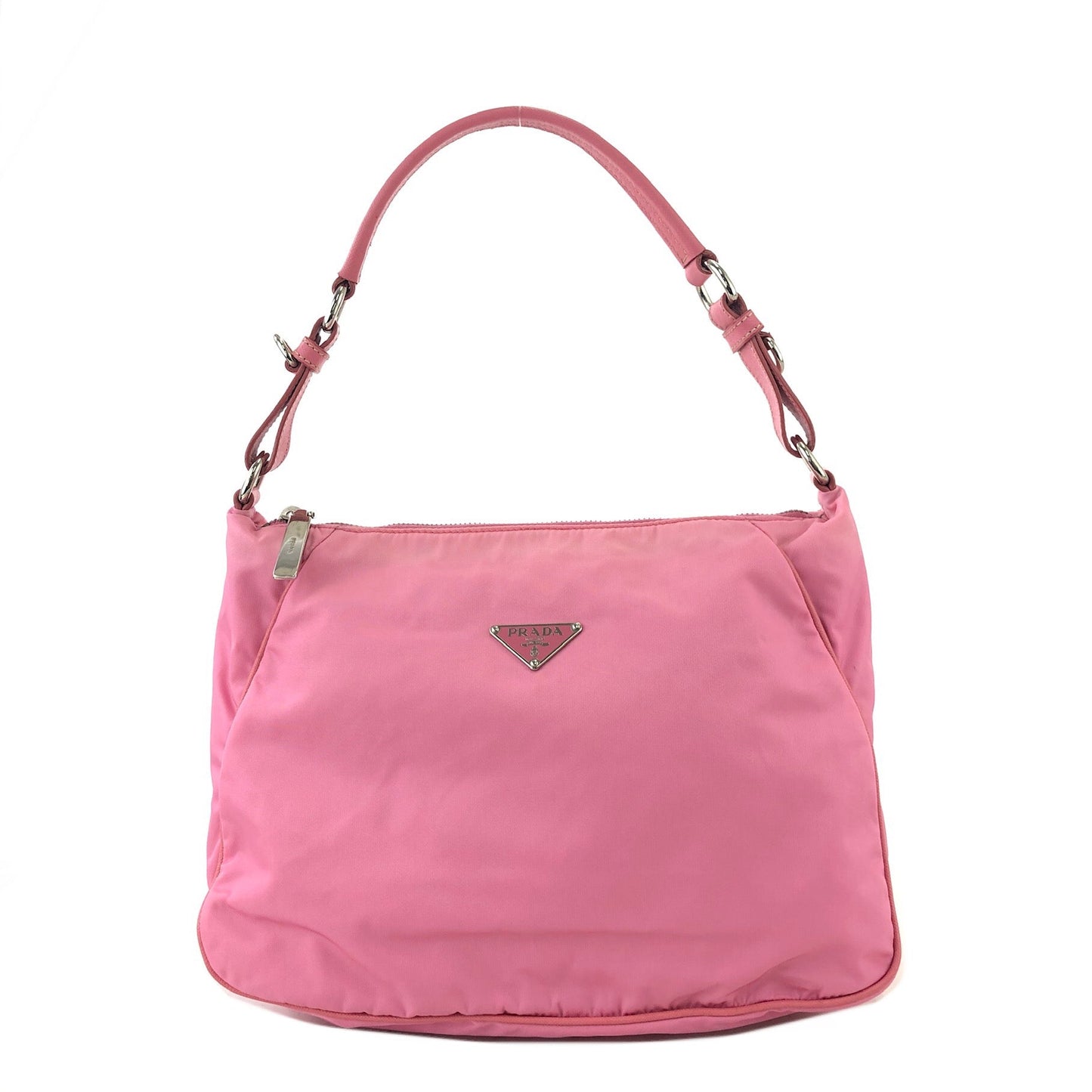 PRADA Triangle logo Nylon Shoulder bag Hobo bag Pink Vintage 5dumsm