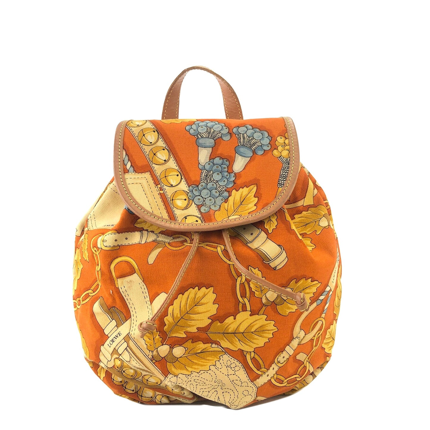 LOEWE Whole Pattern Fabric Backpack Orange Vintage Old 5fcmyi