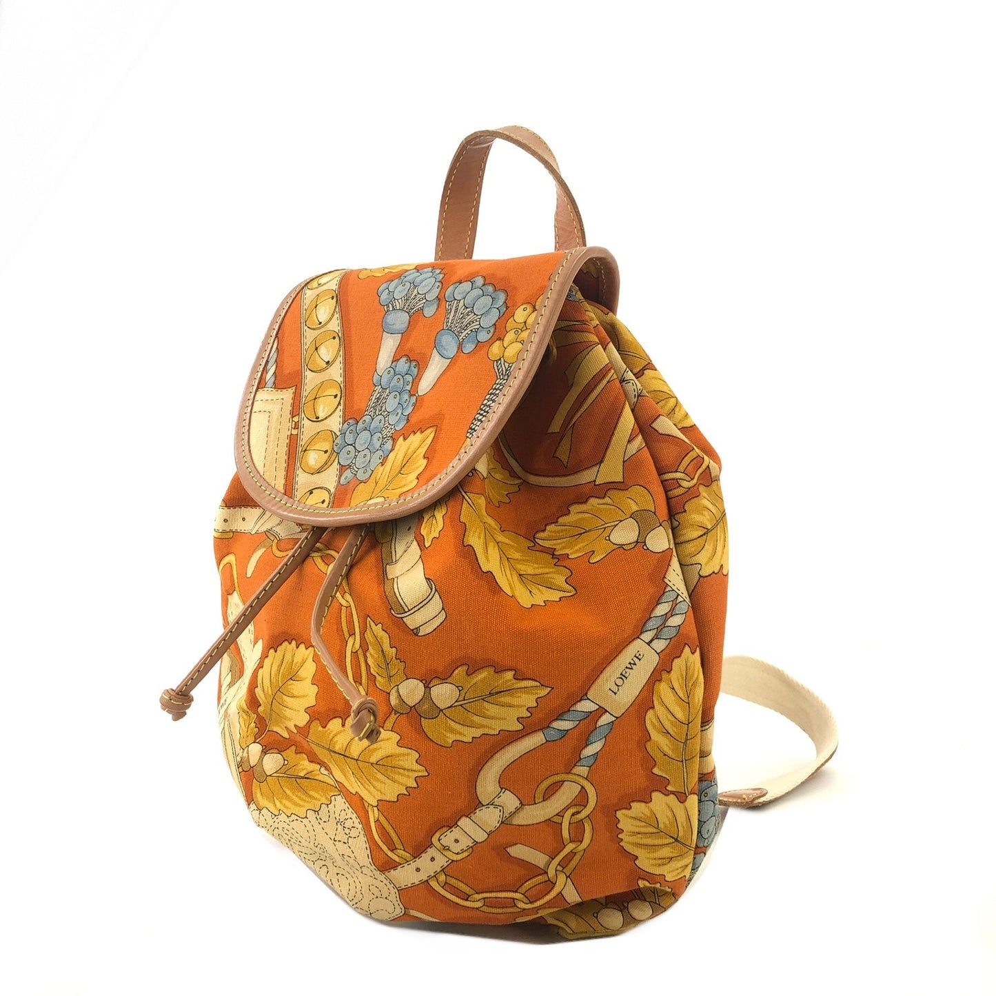 LOEWE Whole Pattern Fabric Backpack Orange Vintage Old 5fcmyi