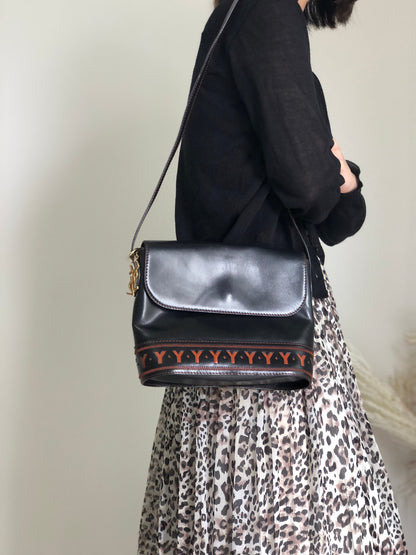 Yves Saint Laurent Y Cut out Shoulder bag Black YSL Vintage Old z4j3p7
